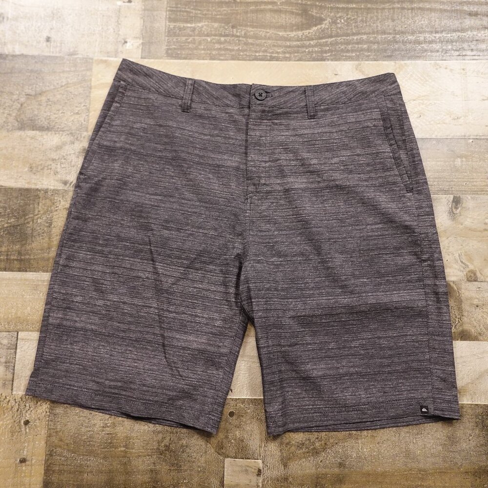 Quiksilver Amphibian Shorts Men’s 36 Gray Hybrid Stretch Surf Golf 10" Inseam